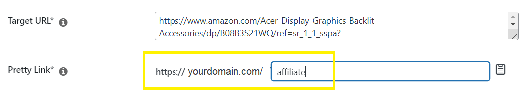 An example of a branded link created by the PrettyLinks plugin