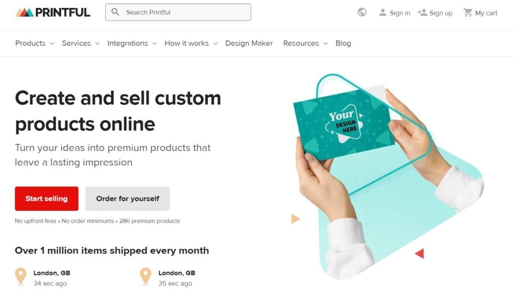 Printful te permite crear productos personalizados, como ropa y accesorios, que luego puedes vender a través de tu blog. 