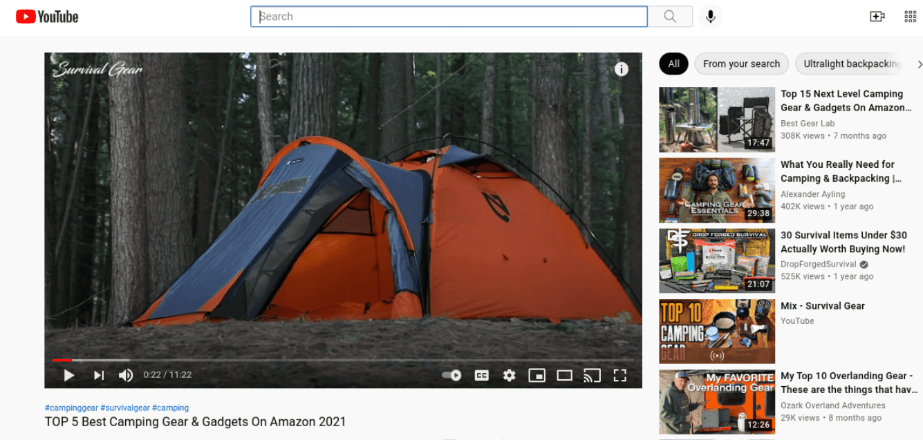 Um exemplo de um vídeo de avaliação de produto no YouTube.