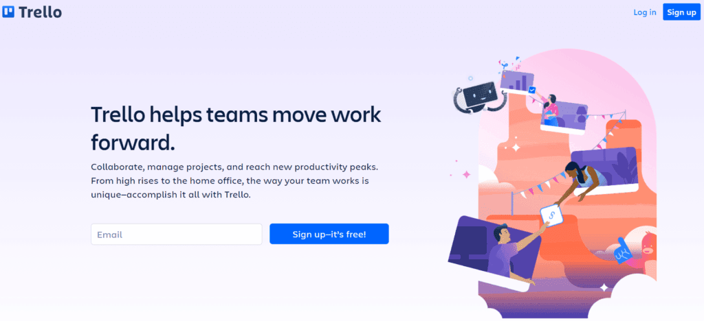 La página de inicio de Trello.