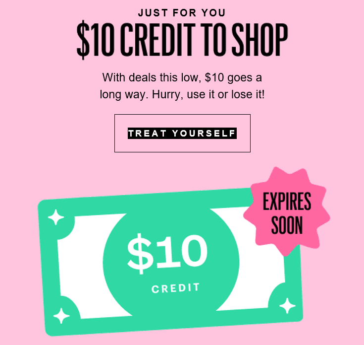 Ein Beispiel für einen Coupon aus einem ThredUp-Newsletter.