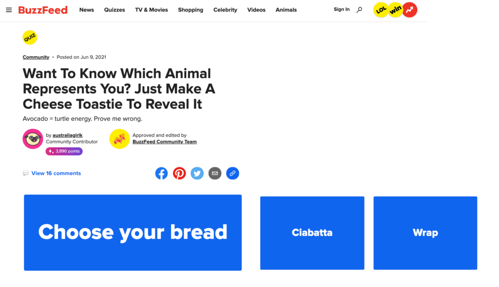 Un quiz viral de BuzzFeed.