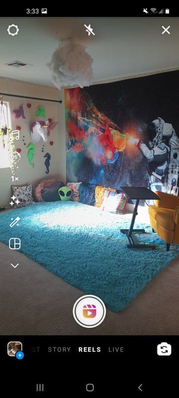 Creating an Instagram Reel.