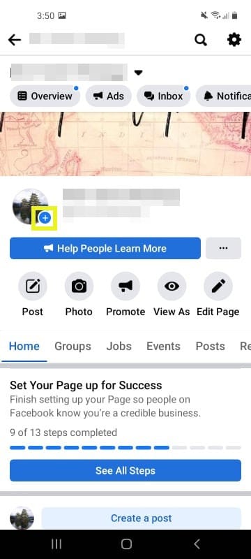 Creating a Facebook Story for a business page.