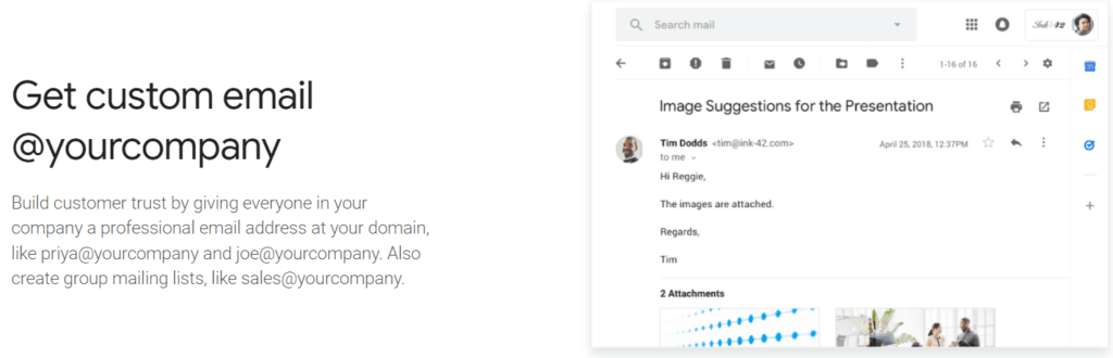A página inicial do Google Workspace. 