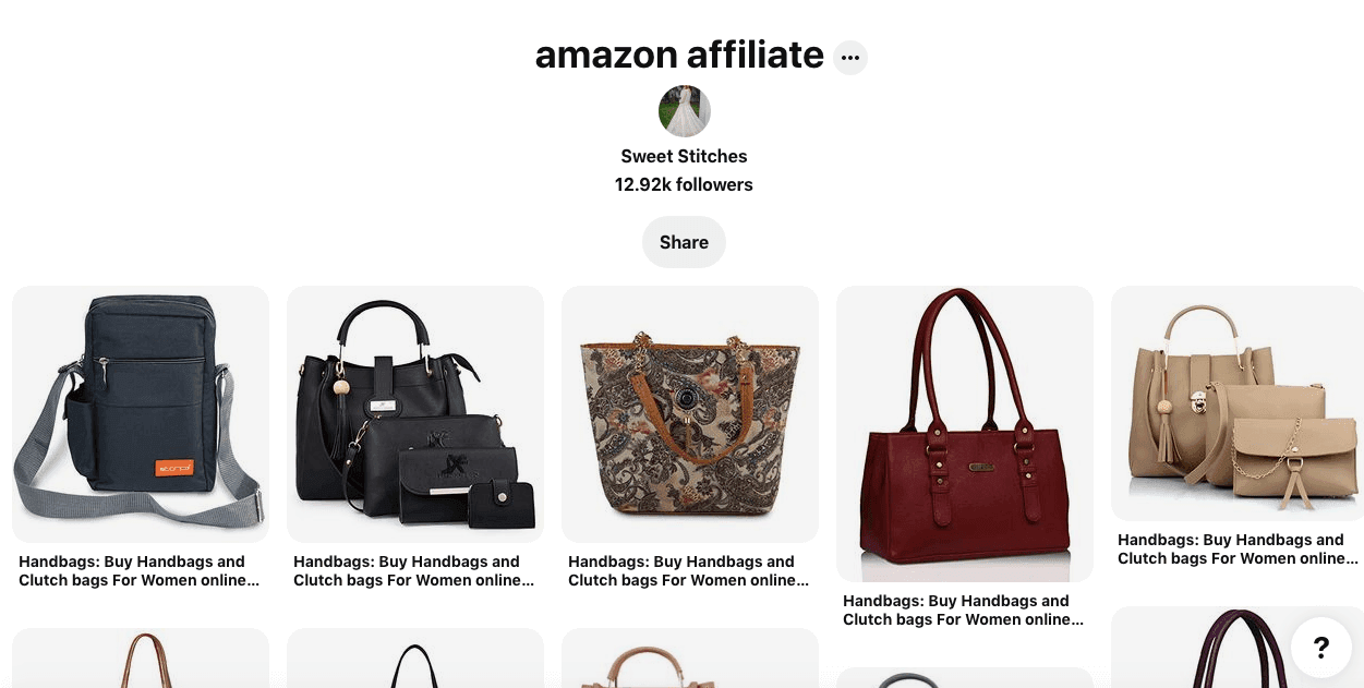 An example of a board dedicated to affiliate products.