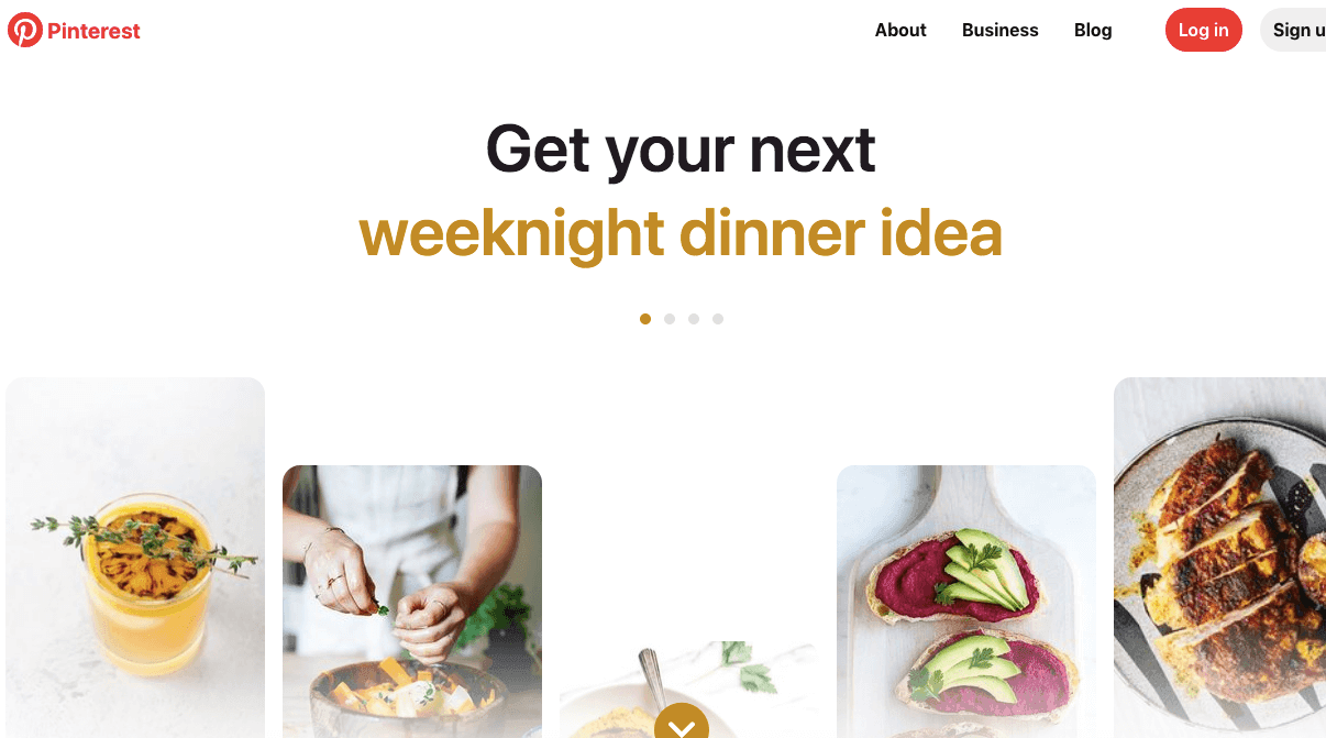 The Pinterest home page