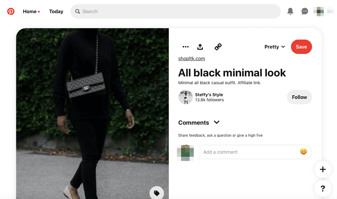 An example of an outfit pin on Pinterest