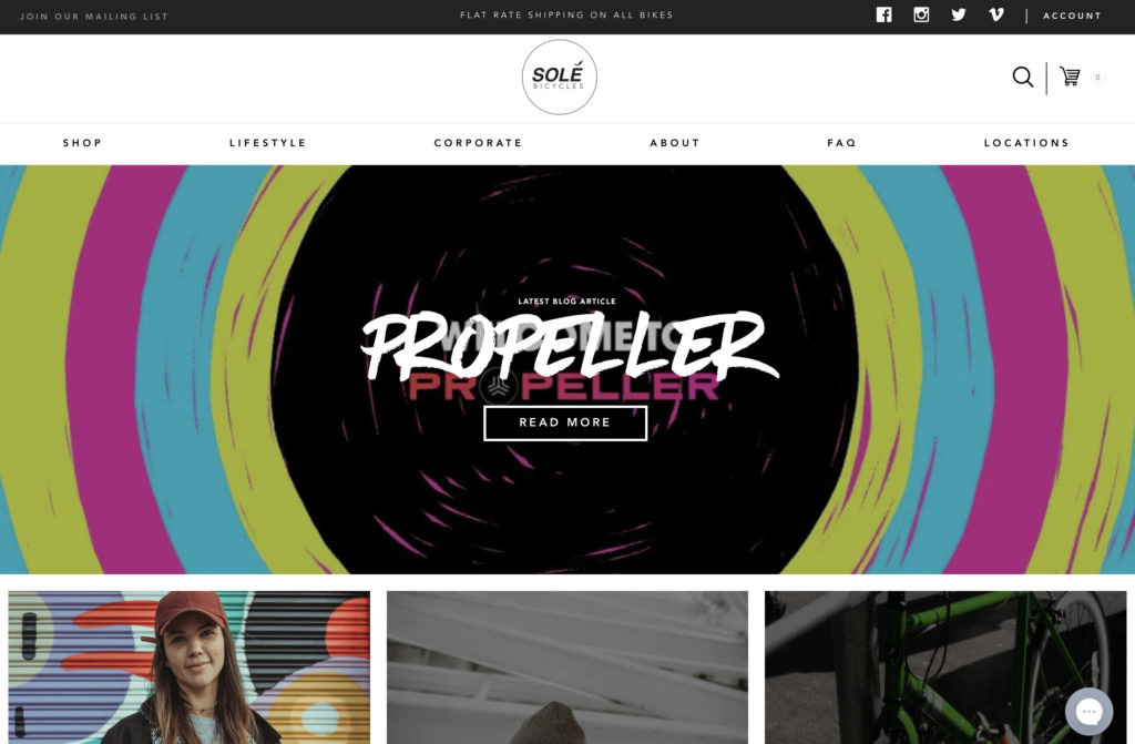 Based in California, Solรฉ Bicycles sells bikes and accessories. With unique fonts and colors, they are recognisable in their niche.