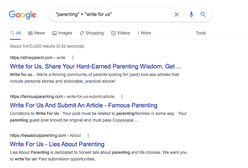 Guest blogging keyword search