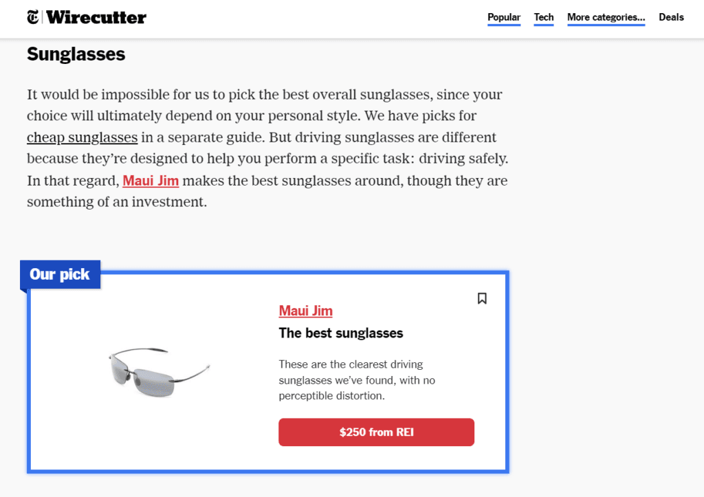 An example of an affiliate product. blogging business