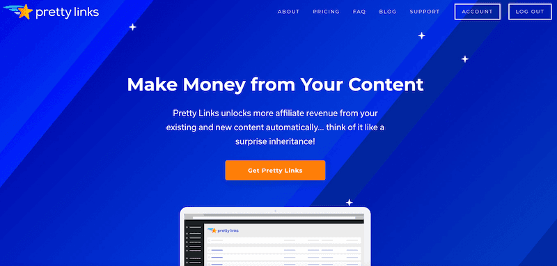 La página de inicio de PrettyLinks.