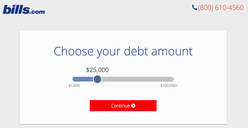 Página de aterrizaje de Bills.com con CTA.