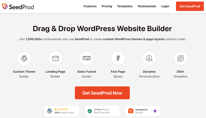 SeedProd page builder homepage.