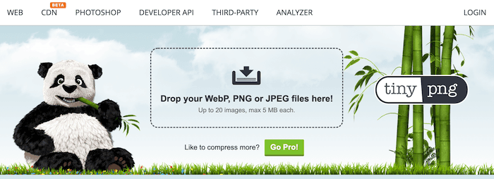 The TinyPNG homepage.