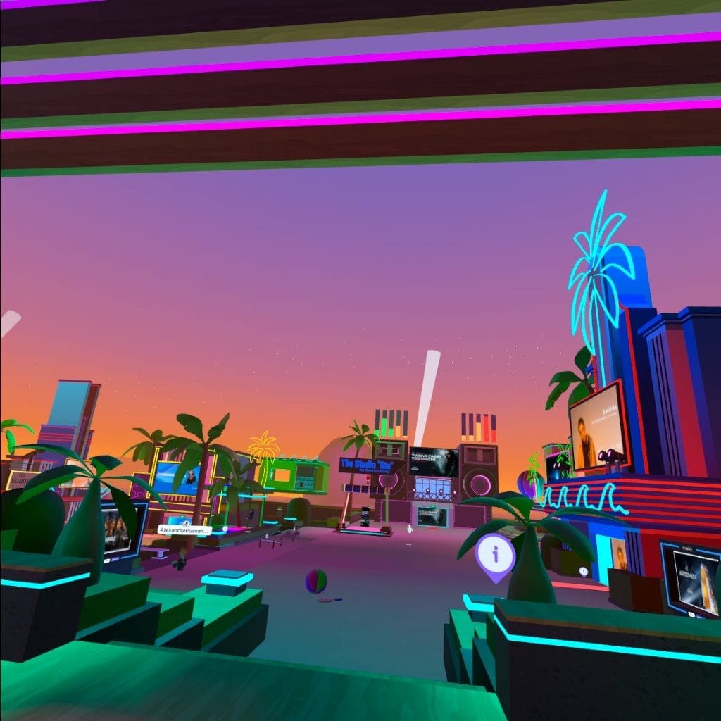 Uma praça da cidade no Metaverso.