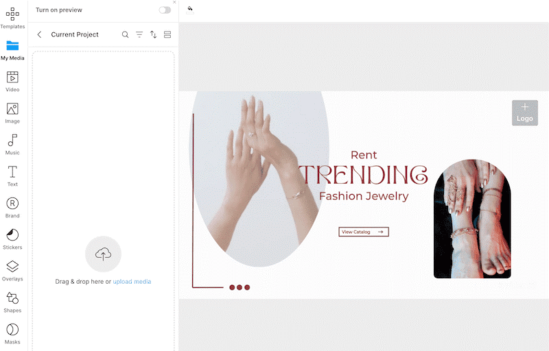 Upload media to InVideo