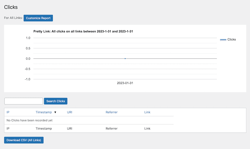 PrettyLinks clicks