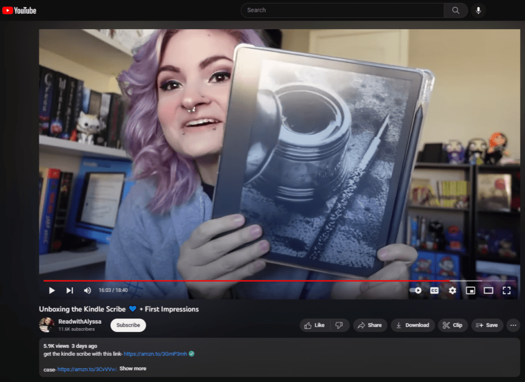 Gen Z YouTube influencer posting affiliate links within video description