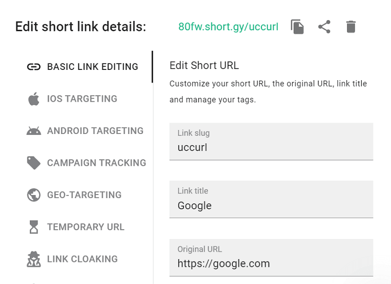 Crear un enlace corto con Short.io