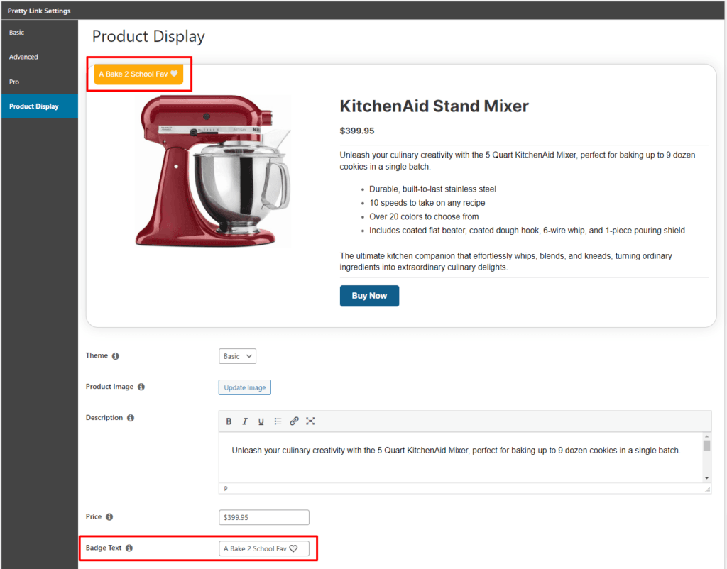 Add a badge to your Product Display