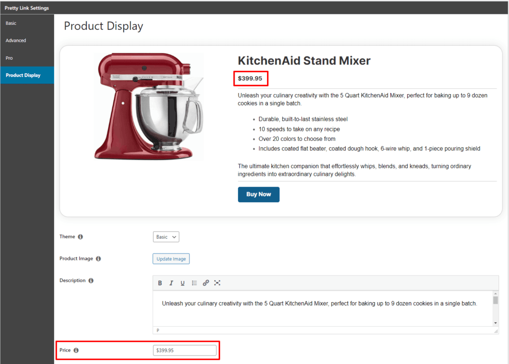 Insert your Product Display price