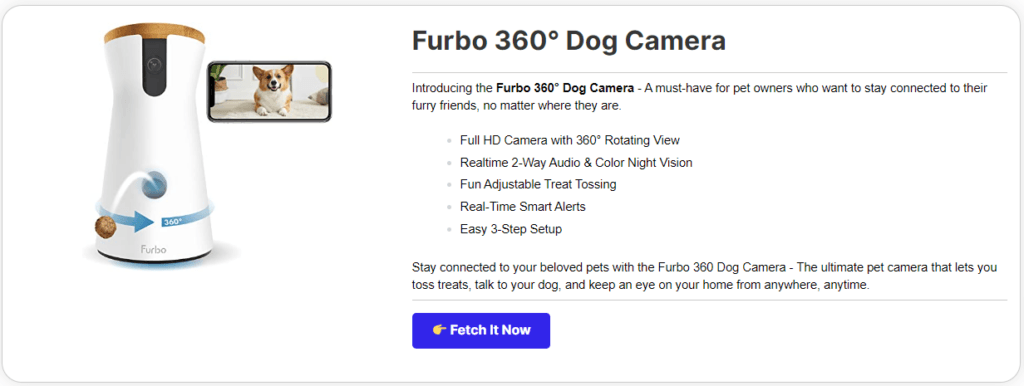 PrettyLinks Product Display Example_Dog Camera