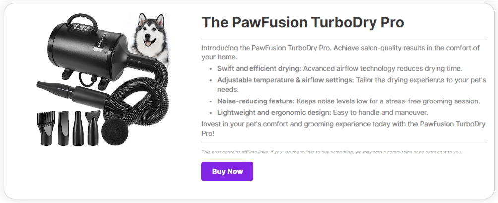 PrettyLinks Affiliate Product Display example