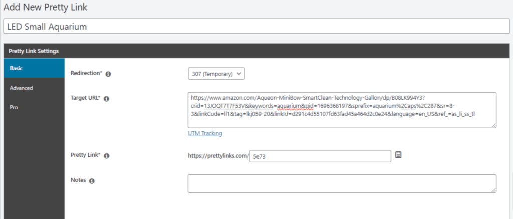 Paste your affiliate link into PrettyLinks