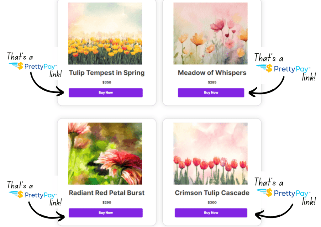 PrettyPay™ art gallery example