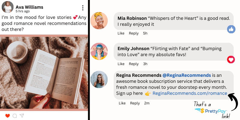 PrettyPay™ social media community engagement example