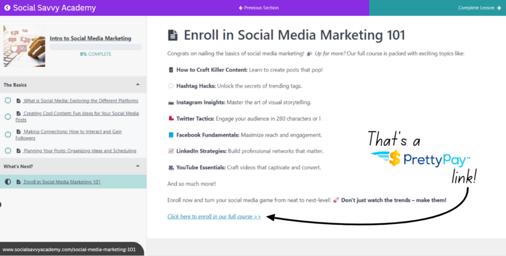 PrettyPay™ online course example