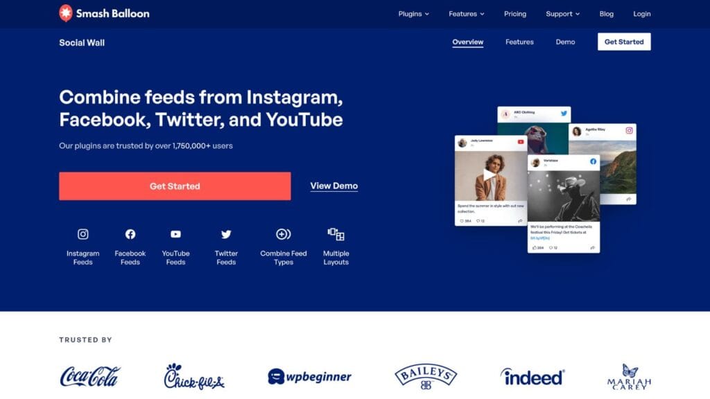 Social Wall landing page