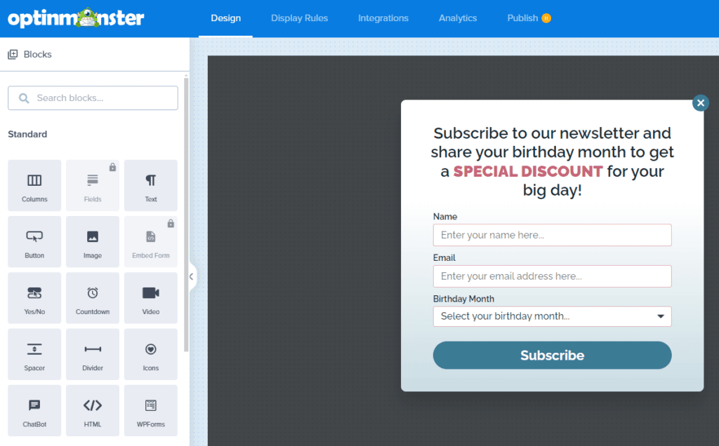 Erstellen Sie datums- oder feiertagsspezifische Formulare mit OptinMonster